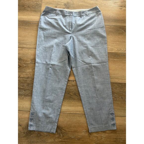 Talbots Pants - Talbots Perfect Crop Pants Size 12 100% Cotton Linen Pant Button Details